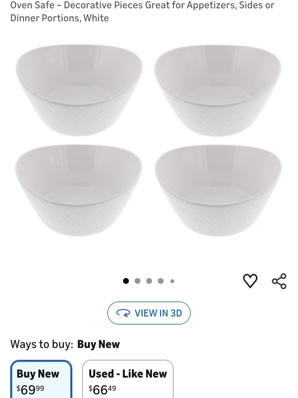 White Ceramic Serving Bowls - Set of 4